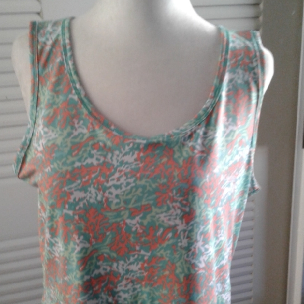 Columbia Teal and Coral Patterned Top - Picture 2 of 8